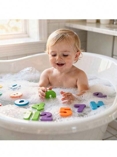 36 piezas/set Letras y números de EVA para el baño, pegatinas flotantes para bañera, juguetes educativos de aprendizaje para bebés niños y niñas, decoración para el baño