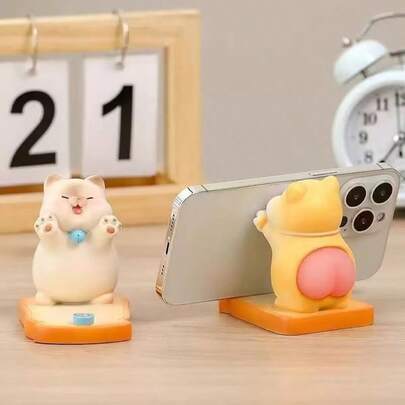 Giá đỡ điện thoại hình mèo sáng tạo, vật trang trí bàn làm việc dễ thương, quà tặng giảm căng thẳng văn phòng dành cho phụ nữ.