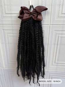编织假发 非洲卷曲钩针假发 18英寸合成钩针编织马利辫子接发 带橡皮筋 耐热合成纤维 儿童仿辫子假发 - 自然黑 - 查看 3