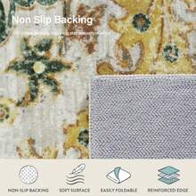 Reine Bohemian 2x6 Washable Hallway Runner Rug Kitchen Runner Rugs Non Skid Washable Floral Medallion Soft Bathroom Carpet Runners for Laundry Room Bedroom Foyer Entryway Yellow/Green/Multi - Amarillo/Verde/Multicolor - Ver 6