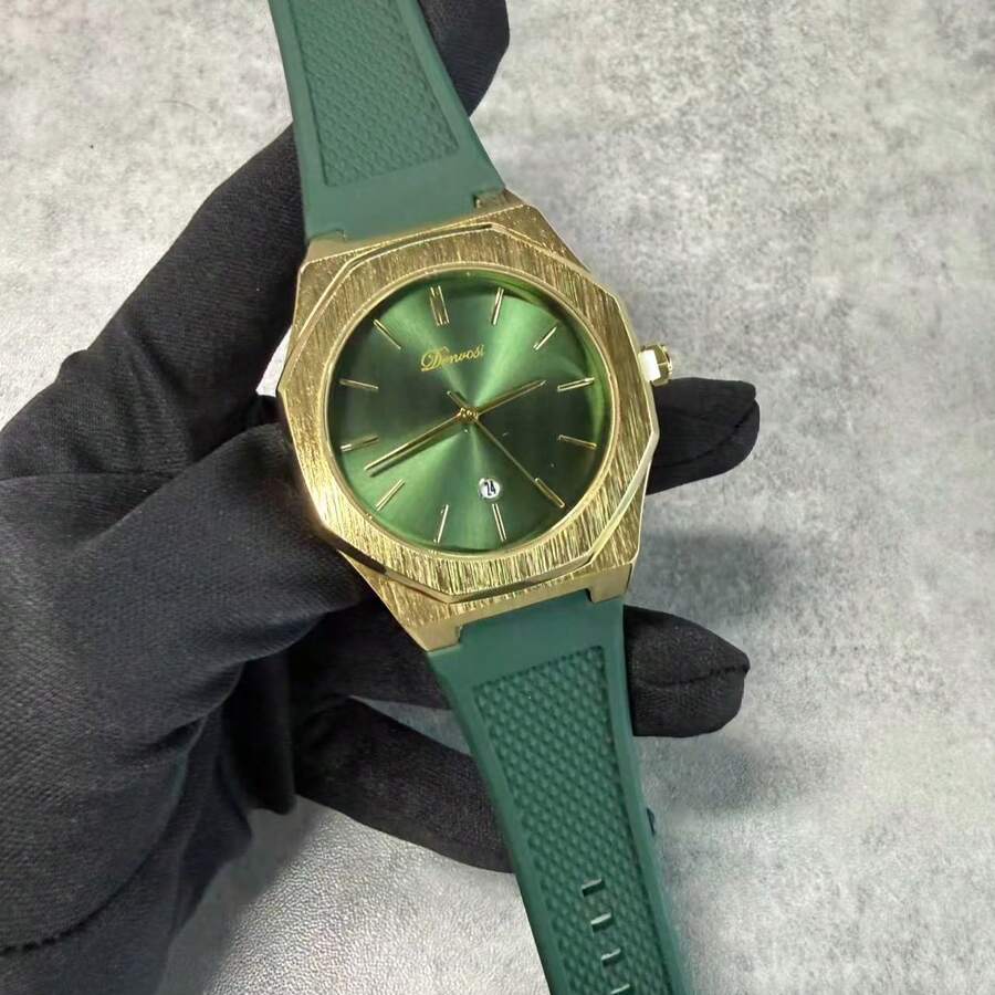 Jam Tangan Quartz Pria Kasual Klasik Bentuk Segi Delapan - Hijau Tentara - View 1