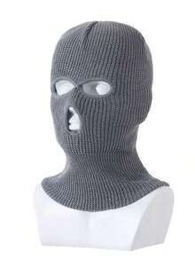 1pc Unisex Winter Warm Three-Hole Knitted Balaclava Face Mask, Windproof Cold-Proof Thick Full Face Cover Hat - Wool Cap - View 9