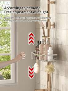 1pc Wall-Mounted Metal Shower Caddy, Bathroom Hanging Rack, Fits Most Shower Rods, For Shampoo, Conditioner And Soap Storage, Rust-Proof Overhead Shower Organizer, Suitable For Bathroom, Shower Shelf - Multicolor - View 6