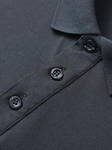 Men's Summer Lightweight Fabric Polo Shirt | Slim Fit Short Sleeve Solid Color Collared Top, Suitable For Daily, Commute, Office, Light Sports And Beach Wear - Dark Grey - View 6