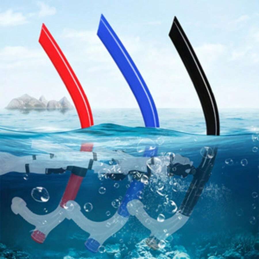 1 pieza Tubo de snorkel profesional para adultos, para entrenamiento de natación, práctica de respiración estilo libre, boquilla de silicona, equipo de natación y buceo - Naranja - Ver 1