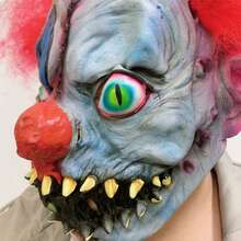 Halloween witzige Maske, gruselige Streich-Requisite, Kostüm für Maskenball-Aufführung - Roter Haar Zombie Clown - Mehrfarbig - Übersicht 4