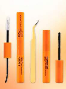 10ml Lash Glue & Sealant Kit With Tweezers, Quick Dry Strong Hold, Fragrance Free & Low Sensitivity, For DIY Lash Extension Bonding & Sealing - 珊瑚橙 - 查看 8