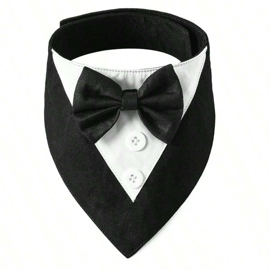 Formal Dog Tuxedo, Wedding Dog Scarf Bow Tie Set, Adjustable Pet Birthday Wedding Tuxedo Costume Suitable For Small & Medium Dogs - Black - View 1