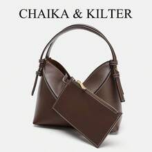 Women's Dual-Color Mini Canvas Tote Bag, Fashionable Shoulder Bucket Handbag - Coffee - View 8