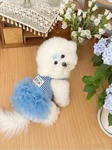 1件宠物连衣裙，春夏新款吊带薄纱公主裙，猫狗ins风蓬蓬裙。猫狗服装，适合贵宾犬、比熊犬、吉娃娃、博美犬及其他中小型宠物日常穿着。 - 彩色 - 查看 14