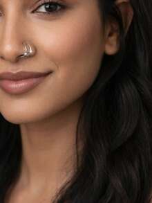 1pc 925 Sterling Silver Spiral Double Hoop Nose Ring For Women, Nose Hoop Ear Jewelry, Suitable For Cartilage Piercing, Low Allergy, 6-10mm - Nose Ring - View 3