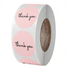500pcs Pink Thank You Stickers, 1 Inch  Round Labels, Suitable For Gifts, Envelope Seals, Small Businesses, Weddings, Party Favor Bags, Valentine's Day Packaging, Etc. - A - View 1