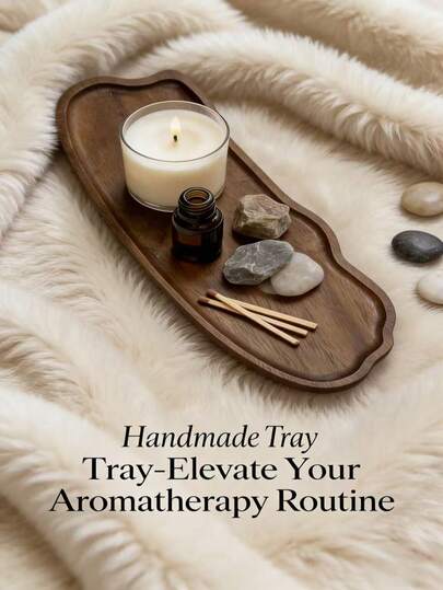 1pc Fashionable Decorative Wooden Tray, Multi-Functional Decorative Wooden Tray For Storing Cosmetics, Lipsticks And Perfumes, Creative Wooden Tray, Storage Tray, Bathroom Accessories, Suitable For Living Room, Home, Dining Table, Hotel Decor, Natural Wooden Tray, Wooden Gift Tray