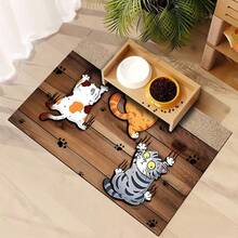 1pc Pet Paw Print Mat, Pet Feeding Mat, Easy Clean Pet Bowl Mat, Dog Floor Mat, All Season Pet Pad, Dog Cage Mat, Cat Cage Mat, Pet Cage Mat - Multicolor - View 2