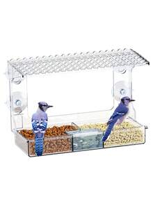 Window Bird Feeder With 4 Extra Strong Suction Cups, Clear Birdfeeders Bird House For Outdoors Window Viewing Outside, Removable Tray Birdhouse - 均碼 - 查看 5
