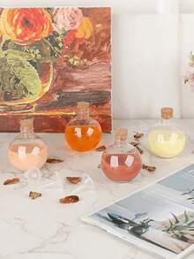 透明塑料球形瓶，配软木塞盖 | 沙画容器、魔法药水瓶、DIY工艺品、精油瓶、玻璃药水瓶、药水罐、漂流瓶、香薰瓶、冬虫夏草瓶、花茶瓶、许愿瓶 - 彩色 - 查看 3