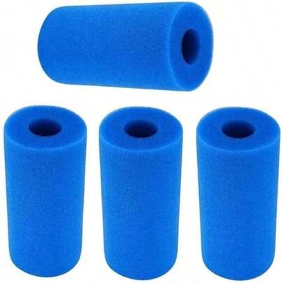 4-Pack Swimming Pool Filters – Reusable, Washable Foam Hot Tub Filter Cartridge Sponges (Blue)