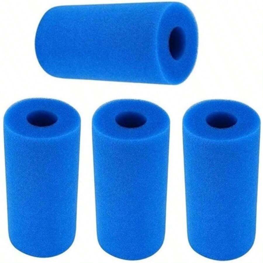 Kit com 4 filtros para piscina – Esponjas de espuma reutilizáveis e laváveis para filtro de banheira de hidromassagem (Azul) - azul - Ver 1