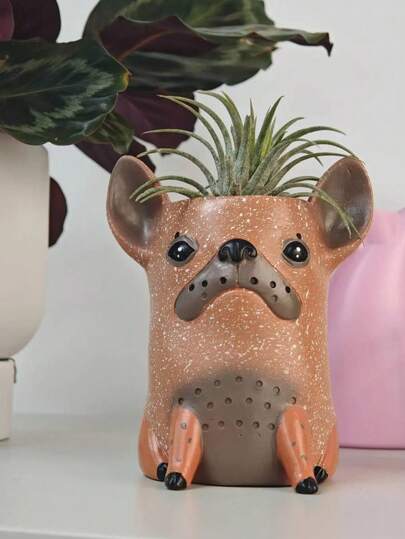1pc Outdoor Flower Pot Decor, Creative Ornament For Pet Lovers, Art Garden Decoration, Outdoor Decor, Dog Flower Pot, Pet Dog Planter, Yard Decoration, Creative Dog Flower Pot, Retro Garden Decor