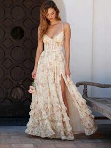 Beautiful And Unique Suspender Dress For Seaside Vacation, Super Good-Looking Temperament Waist Dress - 鵝黃色 - 查看 1