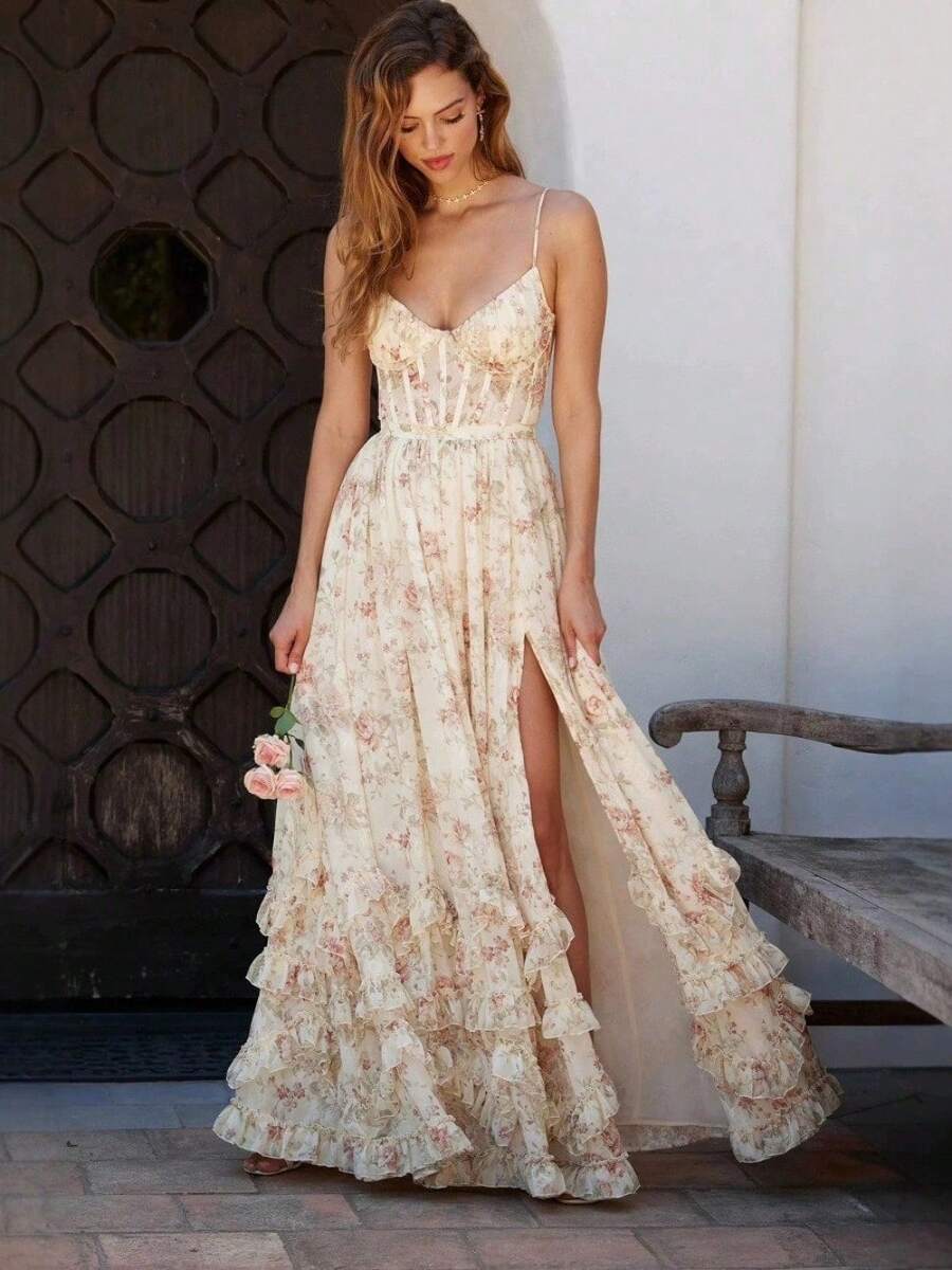 Beautiful And Unique Suspender Dress For Seaside Vacation, Super Good-Looking Temperament Waist Dress - 鵝黃色 - 查看 1