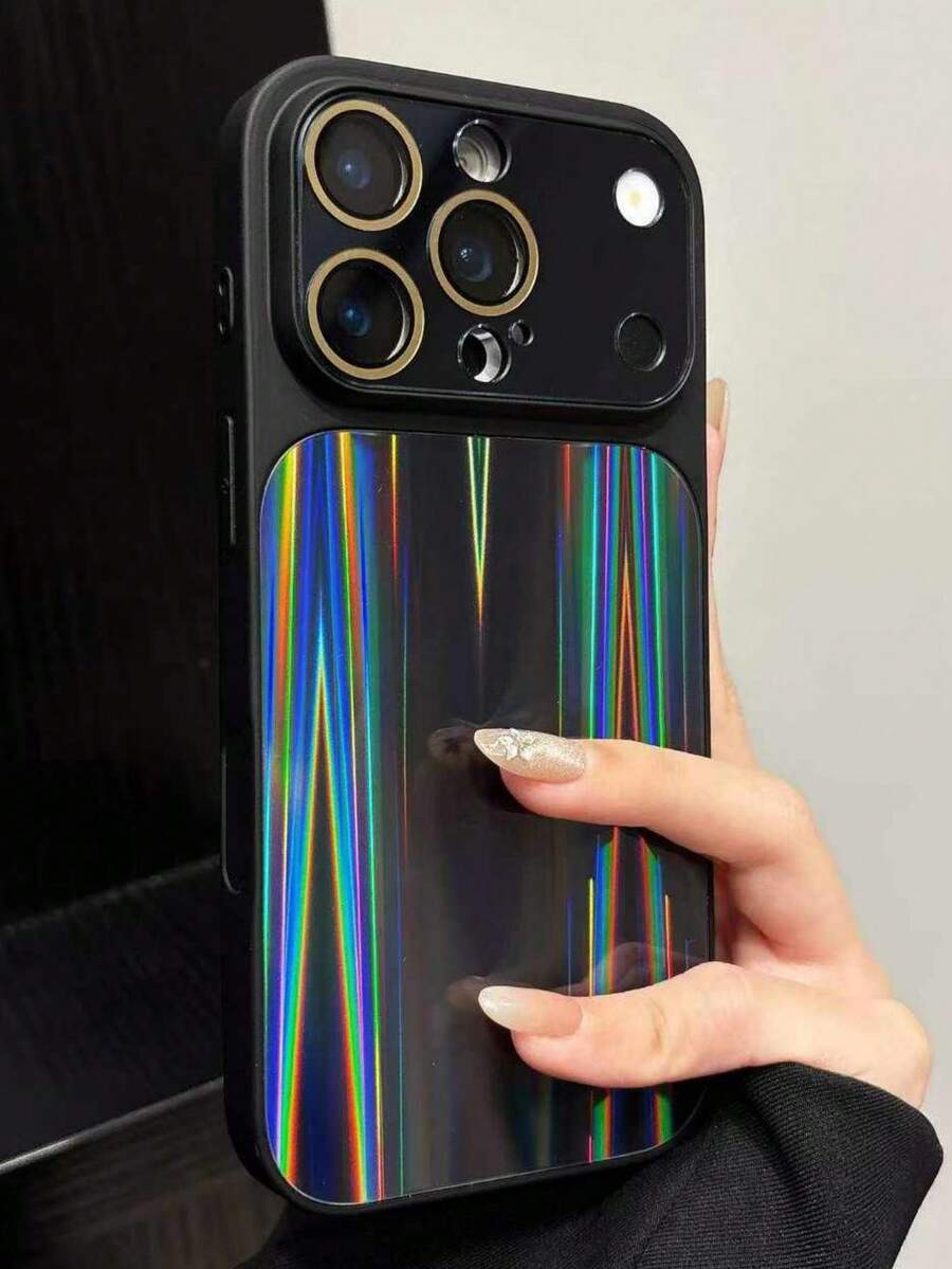 1 chiếc ốp lưng điện thoại thời trang hiệu ứng ánh sáng laser Aurora, tương thích với iPhone 17 Pro Max, 17 Pro 17, 16 Pro Max, 16 Pro 15 Pro Max, 15 Pro Max, 14 Pro Max, 14 Pro 14, 13, bảo vệ ống kính, chống sốc.