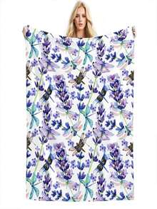 Mother's Day GiftsLavender Dragonfly Watercolor Print Flannel Throw Blanket Soft Anti-Pilling Fleece Blanket For Couch, Sofa, Bed, Lightweight For Home, Office, And Travel.Jpg - trắng - Xem 1