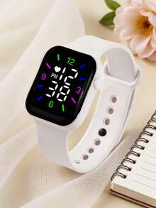 4pcs/Set Sports Watch For Men, Electronic Watch With White Digital Display And Arrow Necklace Jewelry Set - White - View 2