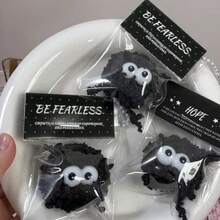 Funny Ugly Cute Soot Ball Squishy Keychain, Pop-Eye Black Puff Squeeze Toy, Novelty Stress Relief Fidget - màu đen - Xem 1