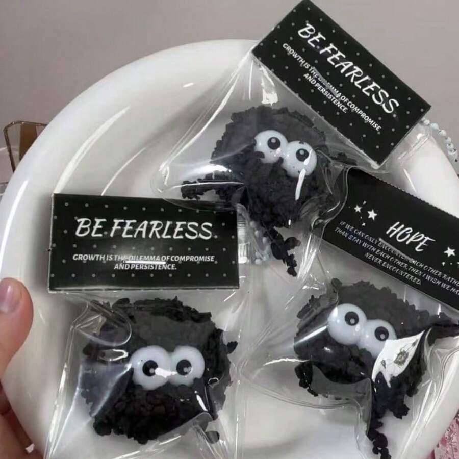 Funny Ugly Cute Soot Ball Squishy Keychain, Pop-Eye Black Puff Squeeze Toy, Novelty Stress Relief Fidget - màu đen - Xem 1