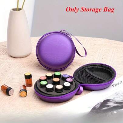 1 túi đựng tinh dầu 10 ngăn, chai đựng 2ml/1ml bằng da PU có thể tái sử dụng, hộp đựng đồ trang điểm di động.