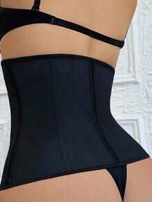 AIBOYING 1件装女士运动束腰带，黑色塑形腰带，腰臀塑形压缩带，产后塑形束腰带，简约网眼拼接，健身配件，收腹束腰带，压缩运动文胸 - 黑色 - 查看 11