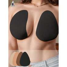 4pcs/2 Pairs Plus Size Invisible Lift Latex Tape Adhesive Water Drop Breast Petals Strapless Bra Liner, Suitable For B-E Cup Sizes, Beige, Brown, Coffee, Black - 多色的 - 查看 2