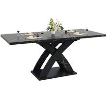 Extendable Dining Table, Dining Table, Kitchen Table, Balcony Table, Wooden Dining Table, Extendable Dining Table, 120–160 Cm, Seats Up To 6 People, Black - Black - View 9