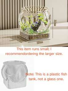 Round Transparent Fish Bowl, Shatterproof Small Desktop Hydroponic Goldfish Tank, Small Landscape Goldfish Bowl, Suitable For Office And Living Room, Home Transparent Creative Shatterproof Aquarium - Clear - View 16