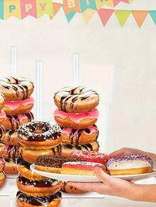 Giá trưng bày bánh donut bằng acrylic - Giá nhiều tầng đựng bánh donut, bánh mì tròn và các món tráng miệng - Thích hợp cho tiệc tùng, Giáng sinh, sinh nhật và năm mới - Giá đựng bánh donut bằng acrylic trong suốt với đế chắc chắn - Giá trưng bày bánh donut có thể xếp chồng lên nhau - Nhiều màu - Xem 9