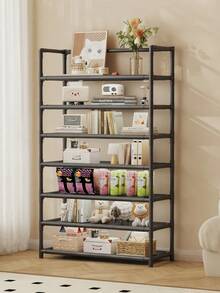 Estantería y perchero de varios niveles - Diseño compacto y ahorra espacio, estructura de plástico resistente, apto para cocina, baño, dormitorio, oficina, almacén, garaje - Fácil montaje, estantes prácticos de varios niveles, estantería para el hogar, requiere montaje manual - Multicolor - Ver 2