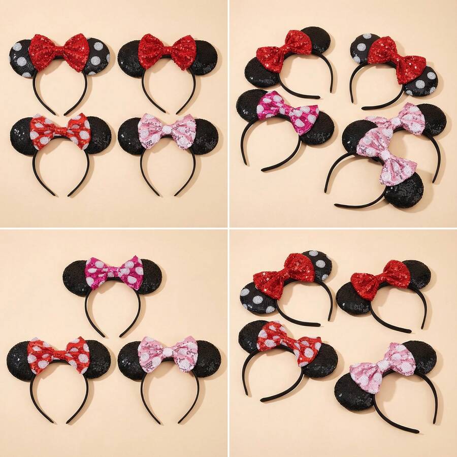 Disney Băng đô tai chuột với nơ đính kim sa đỏ – Tai chuột đen biểu tượng dành cho phụ nữ và bé gái, hoàn hảo cho các hoạt động ngoài trời, công viên giải trí, tiệc tùng và cosplay – Kích thước phù hợp với hầu hết mọi người, thích hợp cho các hoạt động ngoài trời, kỳ nghỉ, du lịch, phụ kiện trang phục và quà tặng. - Nhiều màu - Xem 1