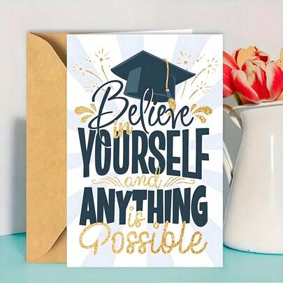 1 Set Creative Student Graduation Greeting Card With Envelope, Inspirational Graduation Gift For High School And College Graduates, Ideal Graduation Gift For Him/Her