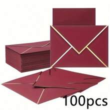 100/50pcs Invitation Envelopes, Wedding Invitations With Envelopes, Paper Envelopes, Gold Foil Double-Sided Printed C6 Envelopes, Size 13.5X18.5cm, Perfect For Graduation, Wedding, Birthday, Baby Shower, Mother's Day Invitations - A - View 10