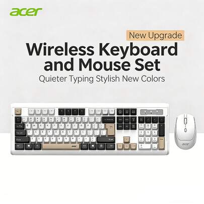 Acer Keyboard And Mouse Combo, Portable Wireless Keyboard, Membrane Keyboard, 2.4GHz Wireless Connection, Mechanical Feel, Quiet Operation, Suitable For Office Work And Female Typing, Good Typing Experience, Desktop Computer Dedicated Keyboard And Mouse.