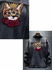 1个猫咪刺绣贴片，皇冠猫头刺绣贴片，DIY刺绣徽章，熨烫贴布 - 多色 - 查看 4