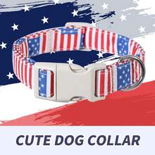 Vòng cổ cho chó kiểu cờ Mỹ cổ điển - Họa tiết sọc đỏ trắng xanh dương - Khóa màu be, vòng chữ D màu bạc - Chất liệu polyester chất lượng cao. - Phối màu - Xem 2