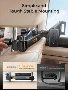 Giá đỡ máy tính bảng gắn tựa đầu ghế sau ô tô đa chức năng được nâng cấp mới, có thể gập lại, kéo dài và xoay 360°, giá đỡ điện thoại đa năng cho ghế sau, phù hợp với iPad, máy tính bảng, điện thoại thông minh và máy chơi game Switch. - Giá đỡ điện thoại - Xem 7
