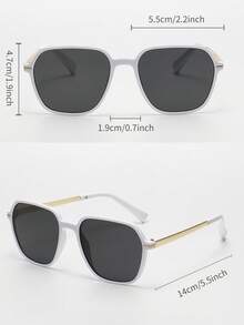 White Retro Square Oversized Plastic Sunglasses, Classic Style For Outdoor, Travel, Beach, Casual Wear, Summer Sun Protection, Driving, UV Protection - White - View 5