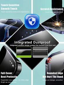 2pcs Anti-Peeping Privacy Screen Protector, Compatible With IPhone 17e/17 Pro Max/16 Pro Max/15 Pro Max/14 Pro Max/13 Pro Max/12 Pro Max/17 Pro/16 Pro/15 Pro/14 Pro/17 Air/16/15/14/13/12/11 And Other Series - Black - View 6