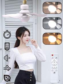 1pc Multifunctional E27 Socket Ceiling Fan, Noiseless Ceiling Fans Dimmable Led Lights,30W Small Light Bulb/Ceiling Fan, Easy Install, Ideal For Bathroom, Bedroom, Kitchen, Living Room - one-size - View 2