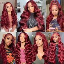 酒红色水波纹免胶5*5蕾丝闭合假发，13x4蕾丝前假发，200%密度，预先拔除婴儿发，预先剪裁蕾丝，无需胶水即可佩戴，适合女性日常佩戴，长度适中。 - SBUG - 查看 9