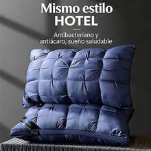 2PZ/1PZ Almohada de cuello, almohada ortopédica, almohada pan, bordado premium, almohada 3D, microfibra suave, no colapsa, núcleo alto bajo, 70x45cm, almohada para huéspedes, cómoda para dormir Soporte Ergonómico 70x45cm, Cómoda para Dormir, Ideal para Huéspedes, Uso en Casa y Cama. - Gris Oscuro - Ver 3