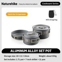Naturehike 户外炊具套装，野营炊具，便携式水壶，煎锅，锅，铝合金，材质，嵌套设计 - 彩色 - 查看 16